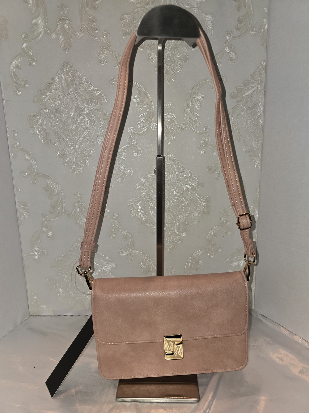 Blush Pink Shoulder Bag with Gold-Tone Hardware